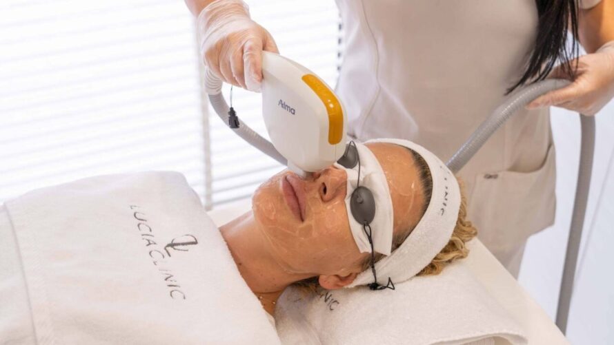 A woman getting a treatment to help with skin pigmentation