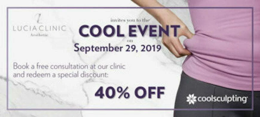 Lucia Clinic organizes the special CoolSculpting event - visit us on September 29 for free consultation and get 40% off for this awesome fat-freezing treatment.