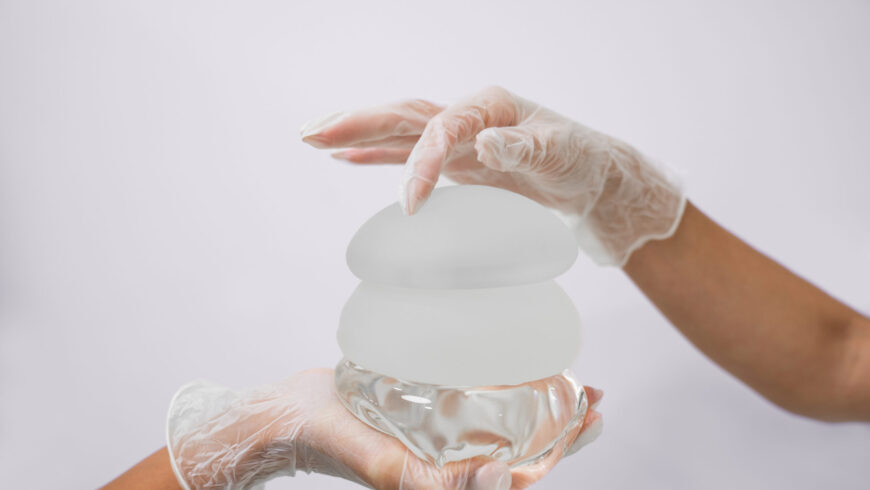 Breast implants ready to be used in a surgery