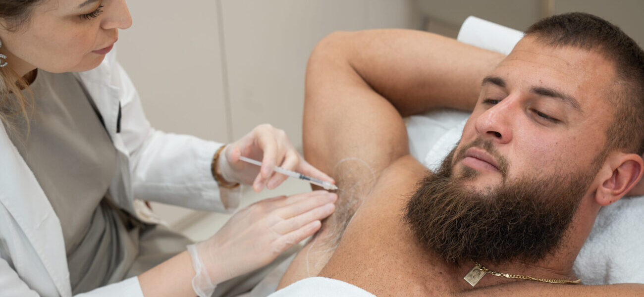 excessive underarm sweating treatment in progress