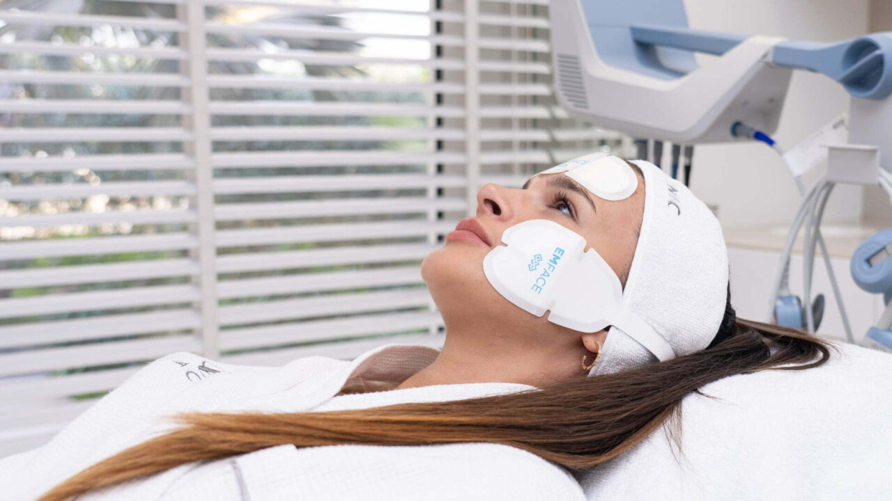 A woman getting Emface treatment