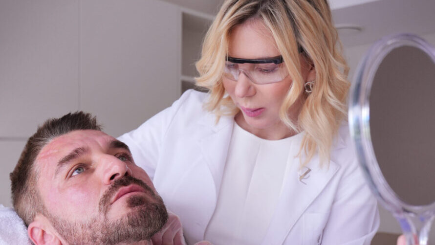 Getting one of the treatments for men at Lucia Clinic