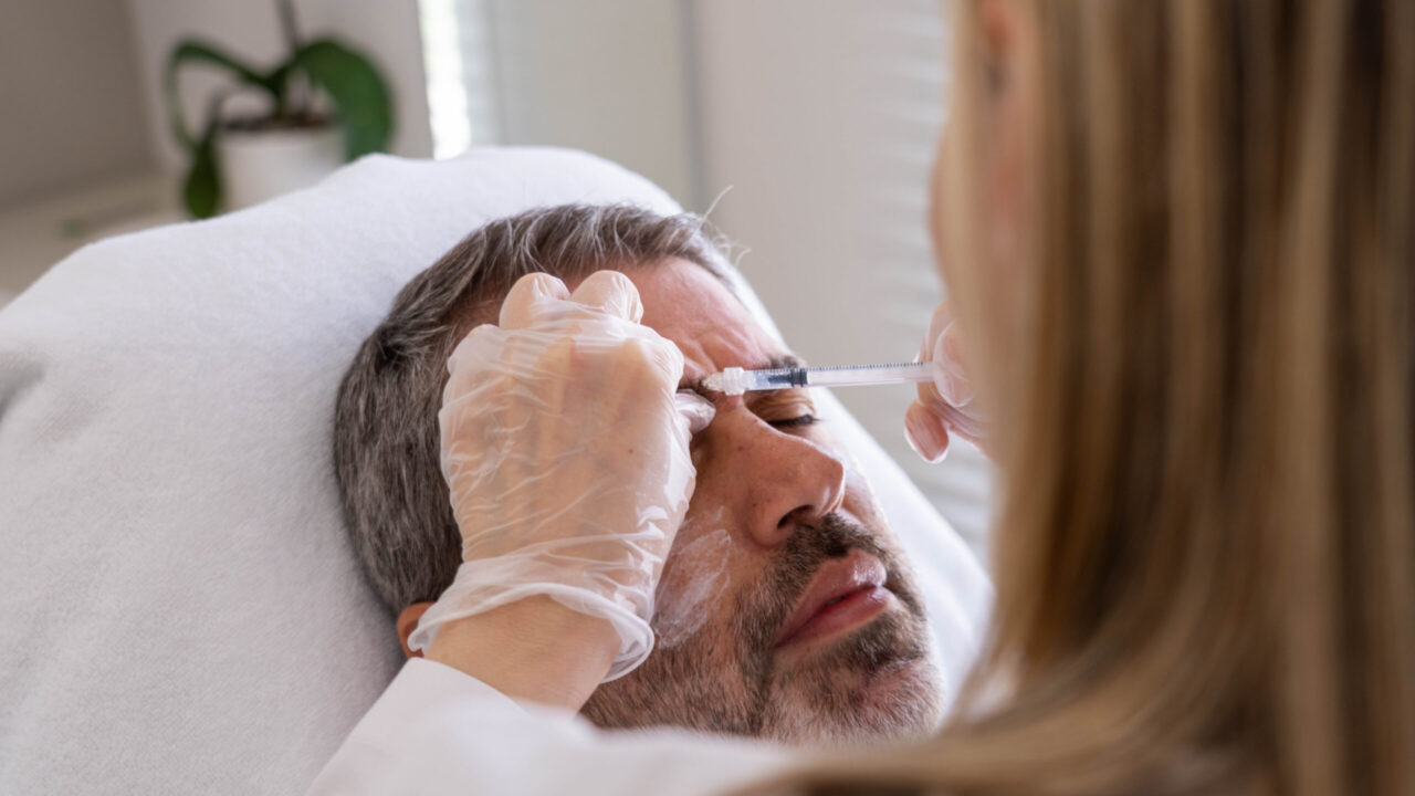 A man finding the best wrinkle treatment for gents with Lucia Clinic experts' formula