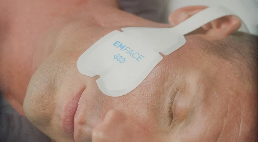 EmFace effective applicators for male facial rejuvenation - the revolutionary treatment applicators are strategically placed in facial areas to reduce wrinkles.
