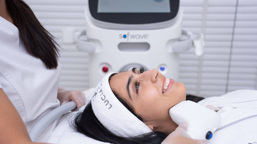 Skin rejuvenation with the non-invasive Softwave treatment - boost collagen and lift facial skin with ultrasound technology, without downtime or side effects.