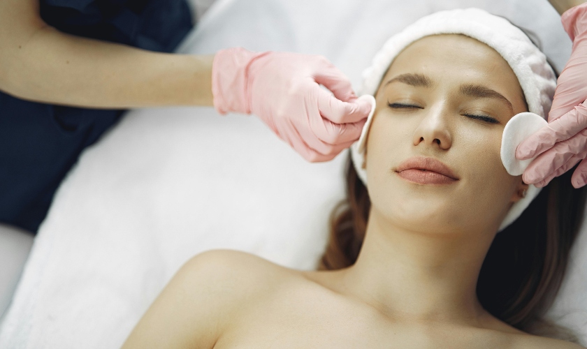 A woman getting a facial