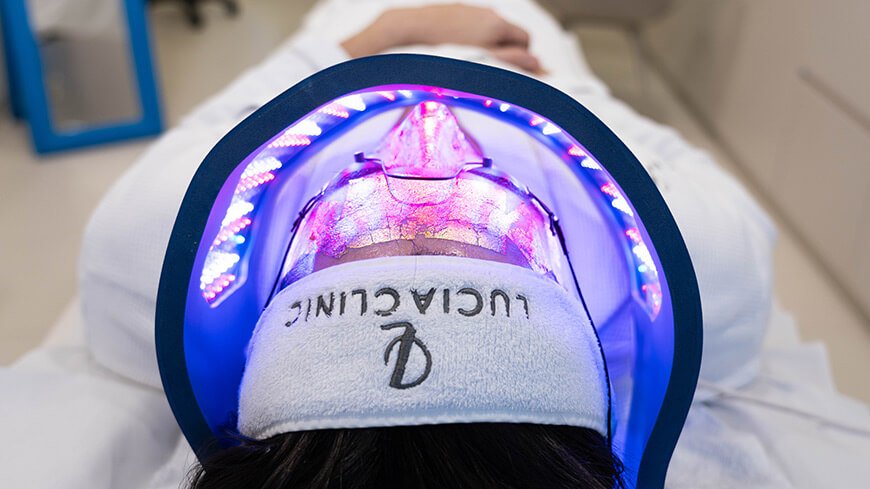 Lucia Clinic’s LED mask therapy for very dull and dry skin