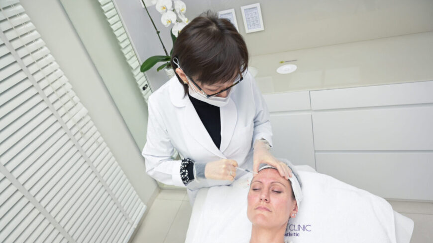 A patient getting Botox brow lift