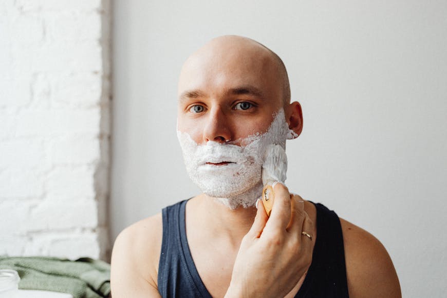 A man shaving