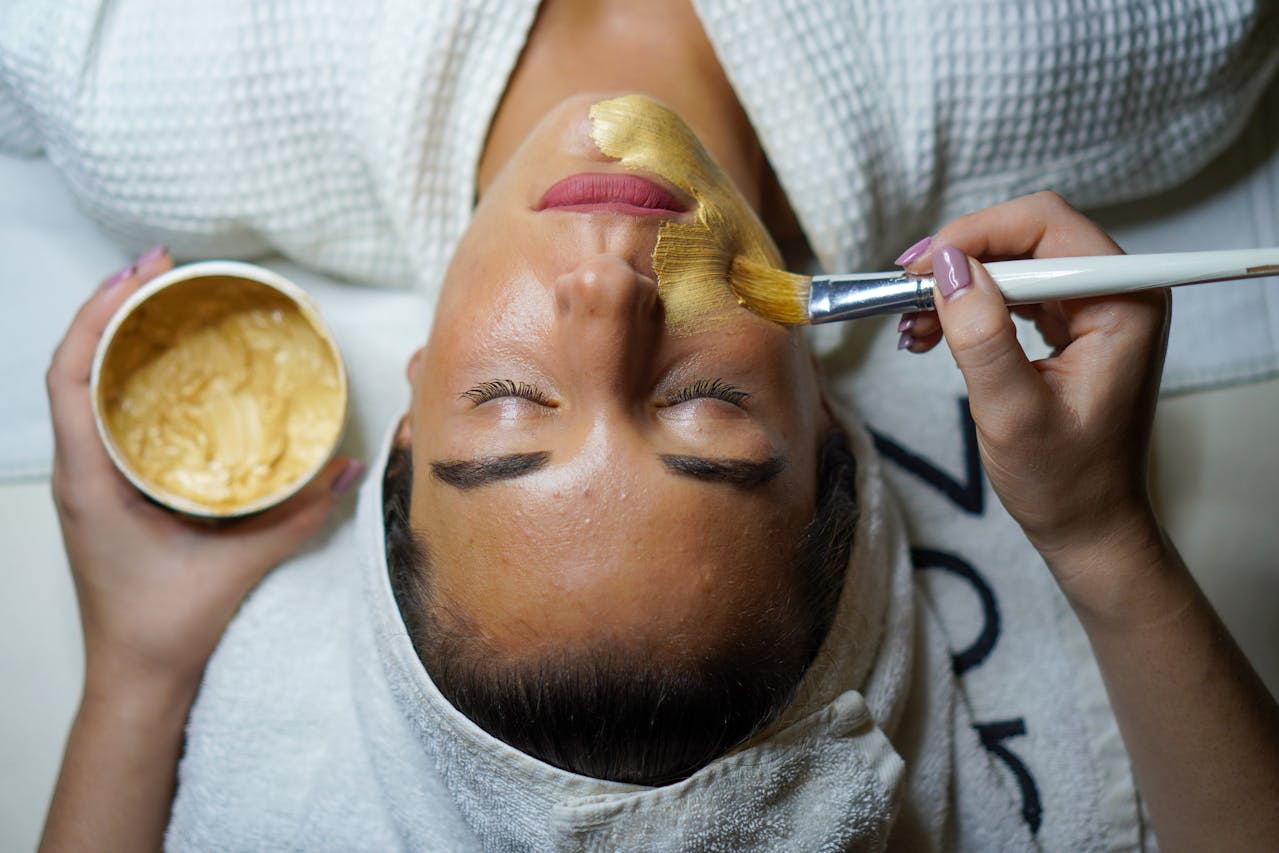 A woman getting a treatment for a textured skin