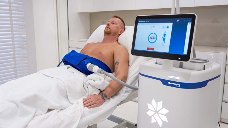 A man getting a CoolSculpting Elite treatment