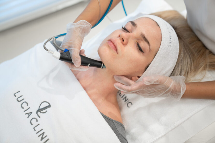 A woman getting a Hydrafacial