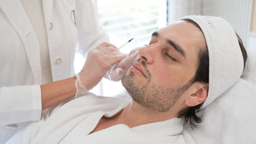 A man undergoing seasonal skincare treatments