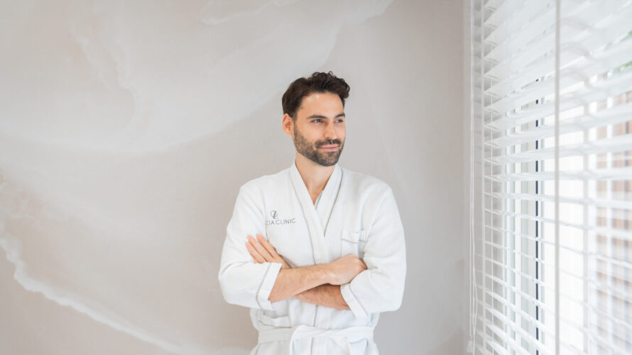 A man in a robe at Lucia Clinic
