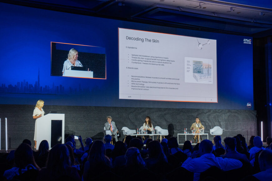 Dr. Radmila speaking at AMWC Dubai