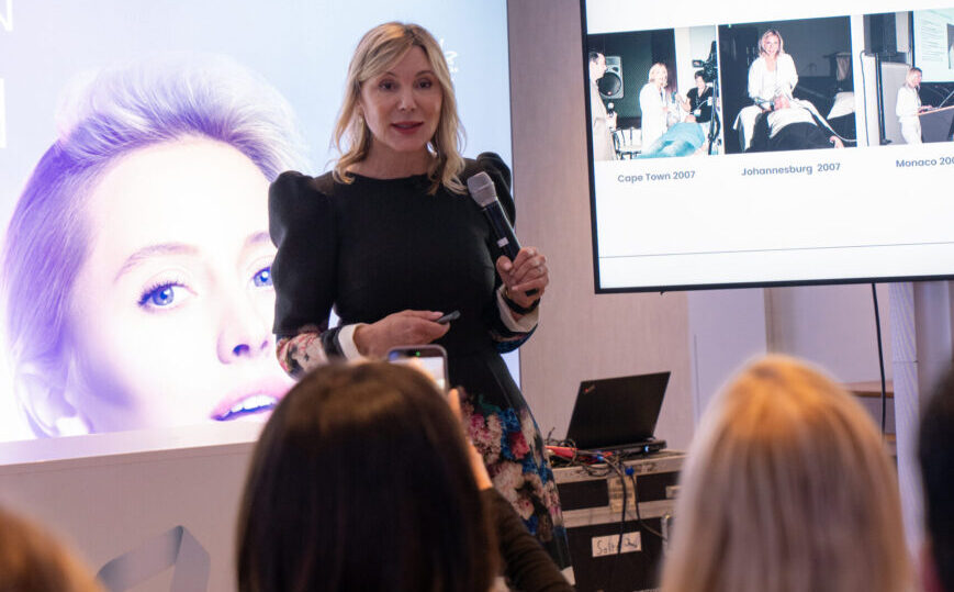 Dr. Radmila Lukian sharing her expertise on advanced aesthetic protocols and patient-centered care during her session at IMCAS World Congress Paris.